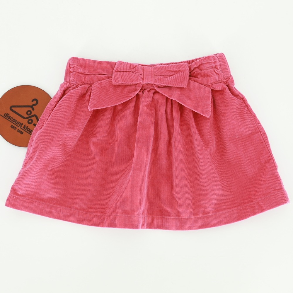 Hanna Andersson Girls Pink Corduroy Skirt Bow Detail Elastic Waist Size 90 3T